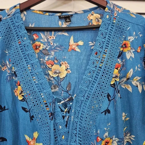 Torrid Blue Bohemian Peasant Blouse Plus Sz 3X - Picture 2 of 7